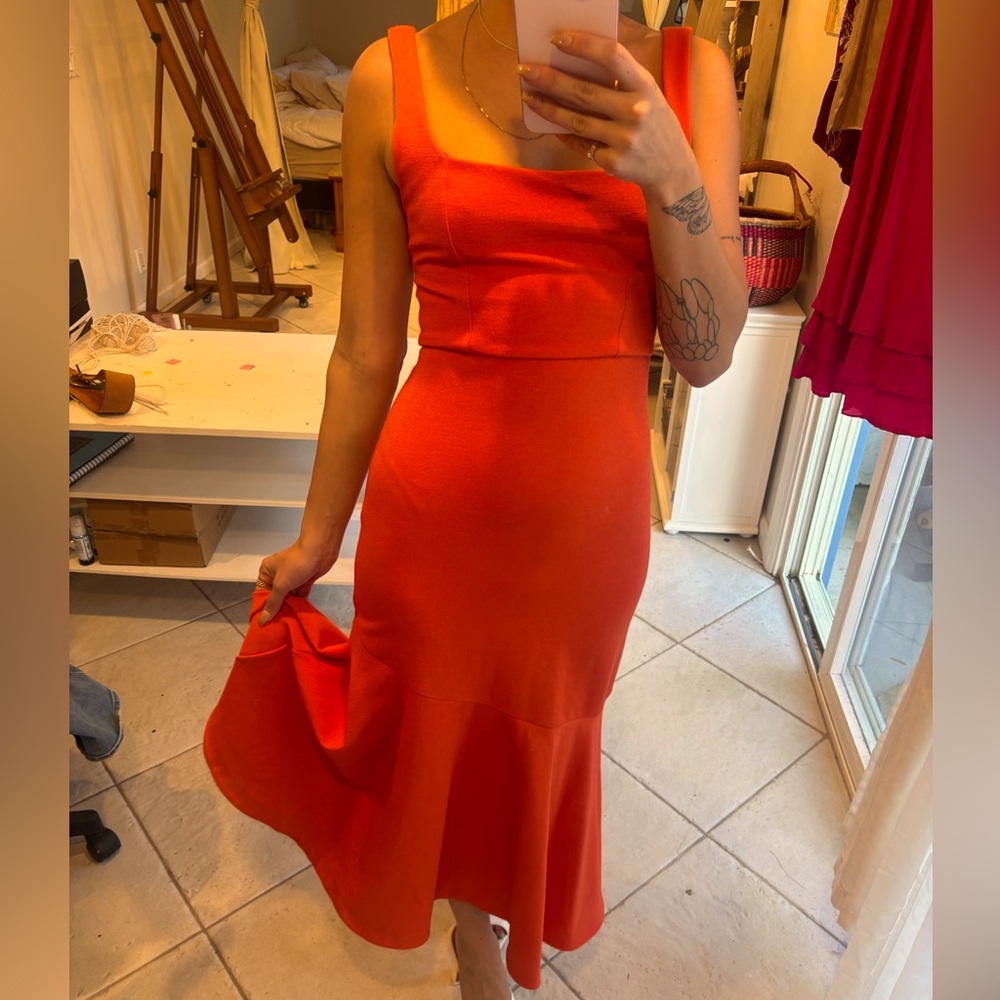 Anthropology comfy red/orange bodycon dress